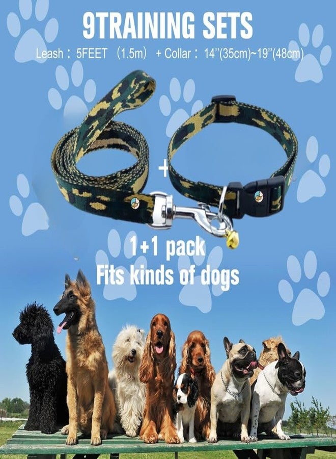 KittuPet طقم طوق ومقود للحيوانات الأليفة من KittuPet، طوق قابل للتعديل للكلاب بنقشة عسكرية، مقود متعدد الألوان، مقاس المقود 10 مم، محيط الرقبة 20-30 سم، قد يختلف اللون - Image 5